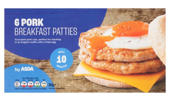 ASDA Pork Breakfast Patties (6 pack)
