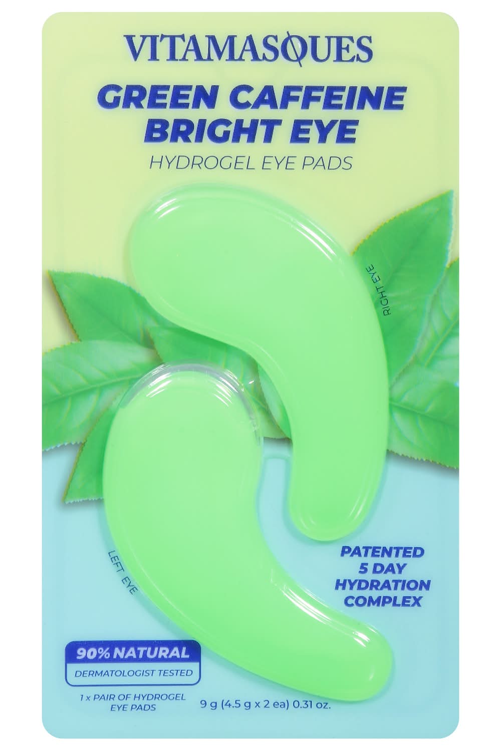 Vitamasques Hydrogel Bright Caffeine Eye Pads, Green (9 g, 2 ct)