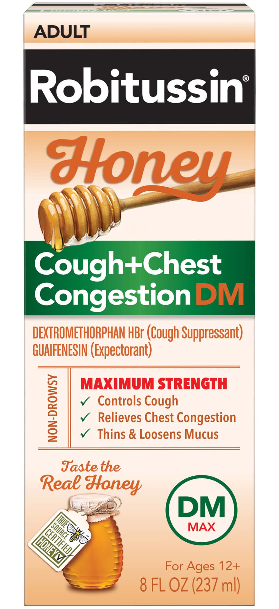 Robitussin Maximum Strength Adult Cough & Chest Congestion Dm Age 12+ Years, Honey (8 fl oz)