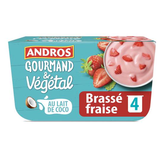 Andros - Brassé végétal au lait de coco fraise (4 pièces)