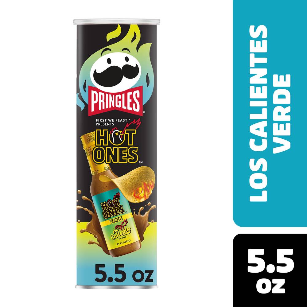 Pringles Hot Ones Potato Crisps, Los Calientes Verde (5.5 oz)