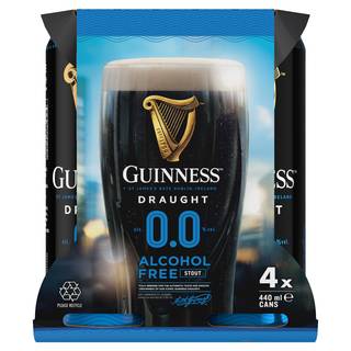 Guinness Draught 0.0% Non-Alcoholic Beer Cans 4 x 440ml