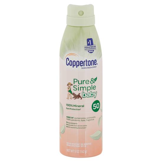 Coppertone Pure & Simple Baby Broad Spectrum Spf 50 Sunscreen Spray
