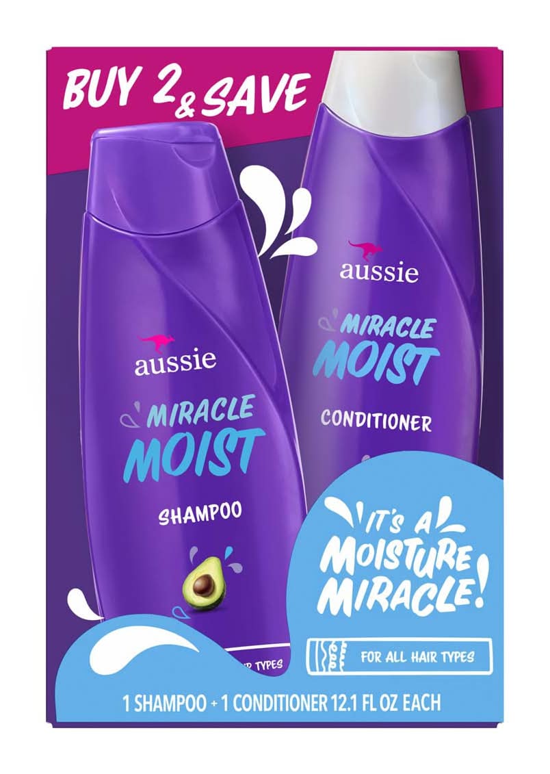 Aussie Miracle Moist Moisturizing Shampoo & Conditioner (24.2 fl oz, 2 ct)
