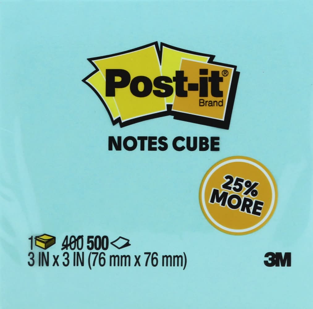 Post-It Notes Cube, 3 X 3 Inches (7.8 oz, 500 ct)