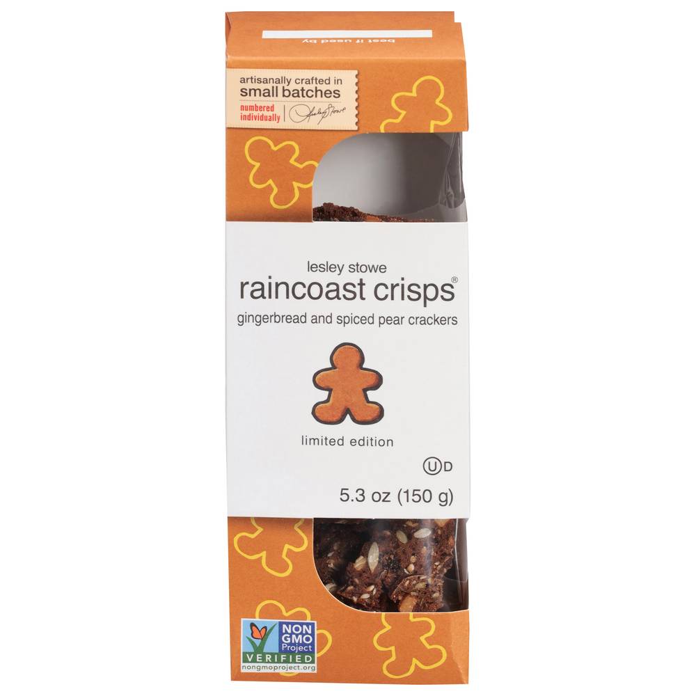 Lesley Stowe Raincoast Crisps Gingerbread and Spiced Pear Crackers (5.3 oz)