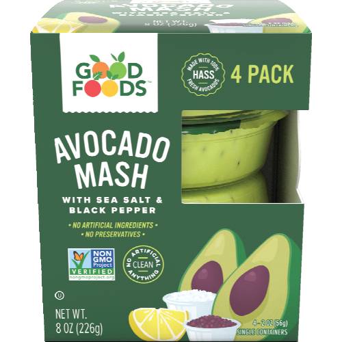 Good Foods Avocado Mash with Sea Salt & Black Pepper 4 pack