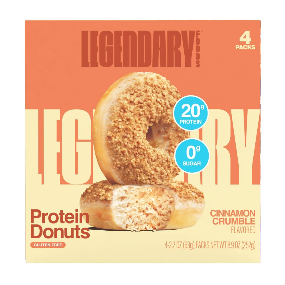 Legendary Foods Gluten Free Protein Donuts, Cinnamon Crumble (4 x 2.2 oz)