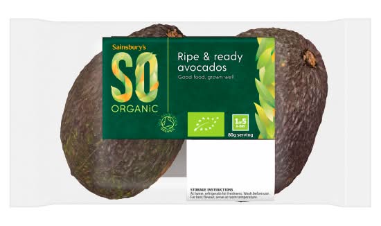 Sainsbury's So Organic Ripe & Ready Avocados (2 pack)
