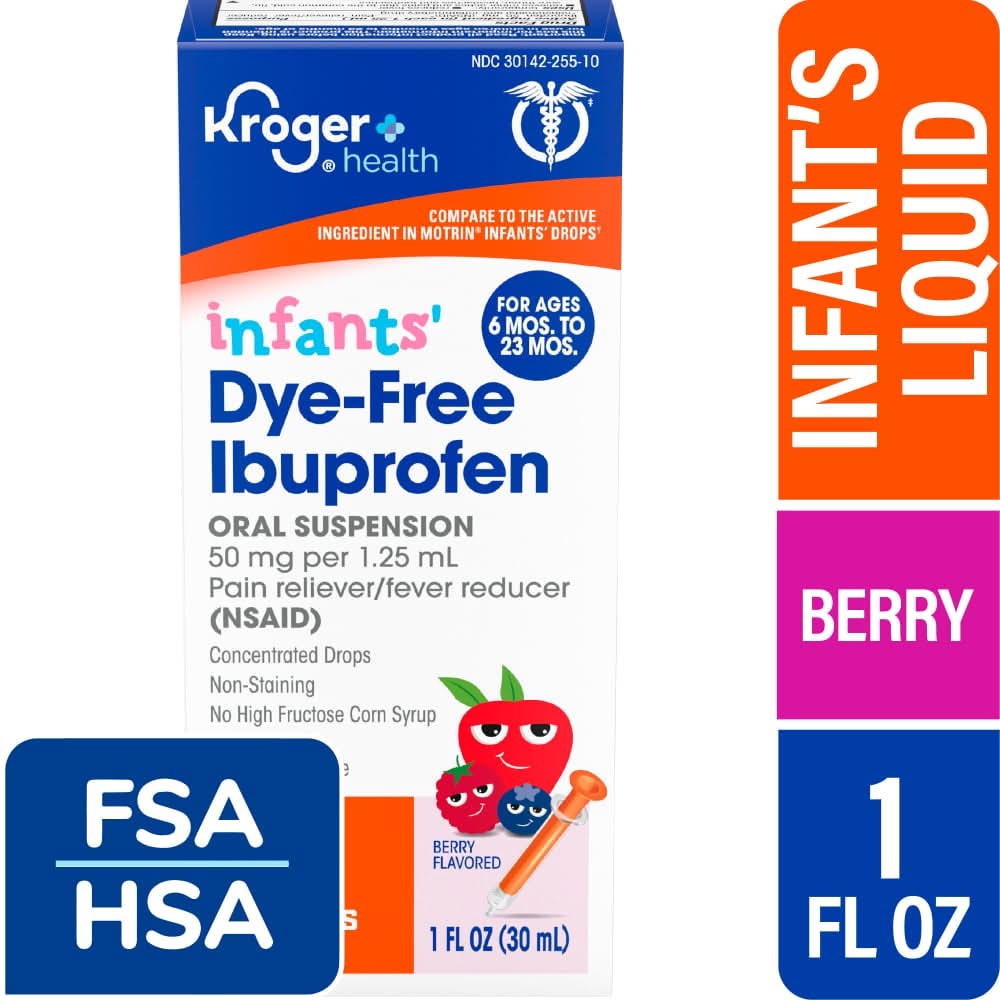 Kroger® Infants' Pain Reliever and Fever Reducer Ibuprofen Liquid Drops Berry Flavored 50mg