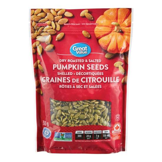 Great Value Dry Roasted & Salted Pumpkin Seeds (350 g)