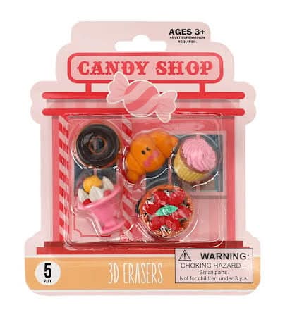 Novelty 3D Erasers 5-Pack Candy Shop