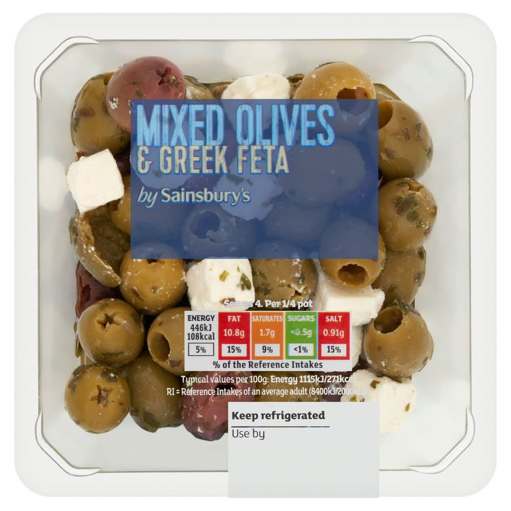 Sainsbury's Mixed Olives & Greek Feta (160g)