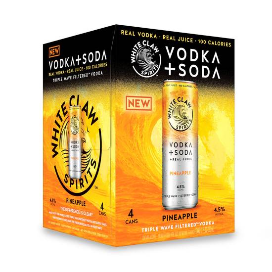 White Claw Spirits Vodka + Soda Pineapple Hard Seltzer (4 ct, 12 fl oz)