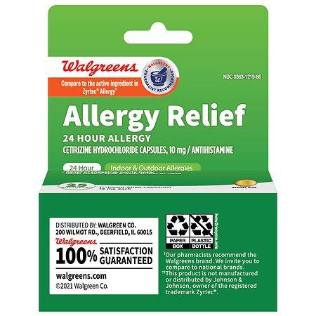 Walgreens Wal-Zyr 24 Hour Allergy Relief, Cetirizine Hydrochloride Softgels