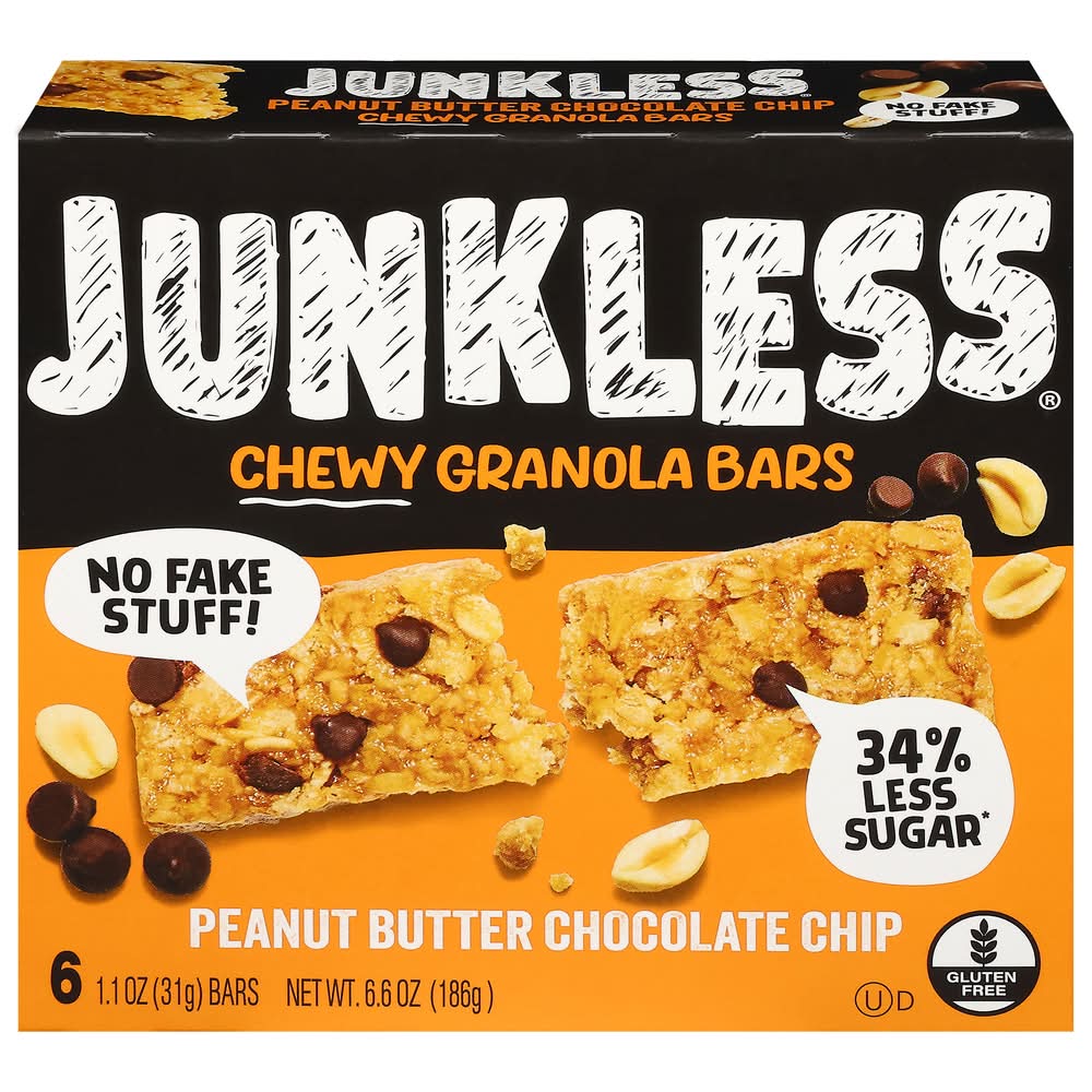 Junkless Peanut Butter Chocolate Chip Chewy Granola Bars (6 x 1.1 oz)
