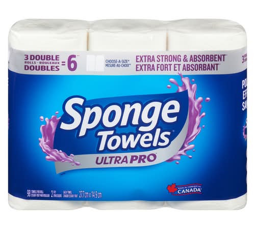 SpongeTowels Ultra 2 Ply Paper Rolls, 27.7x13.7 cm, White (3 ct)