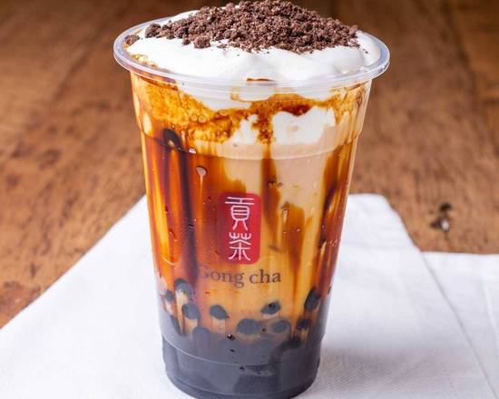 Brown Sugar Pearl Oolong Milk Tea with Oreo Milk Foam 熊貓奶蓋黑糖珍珠烏龍奶茶