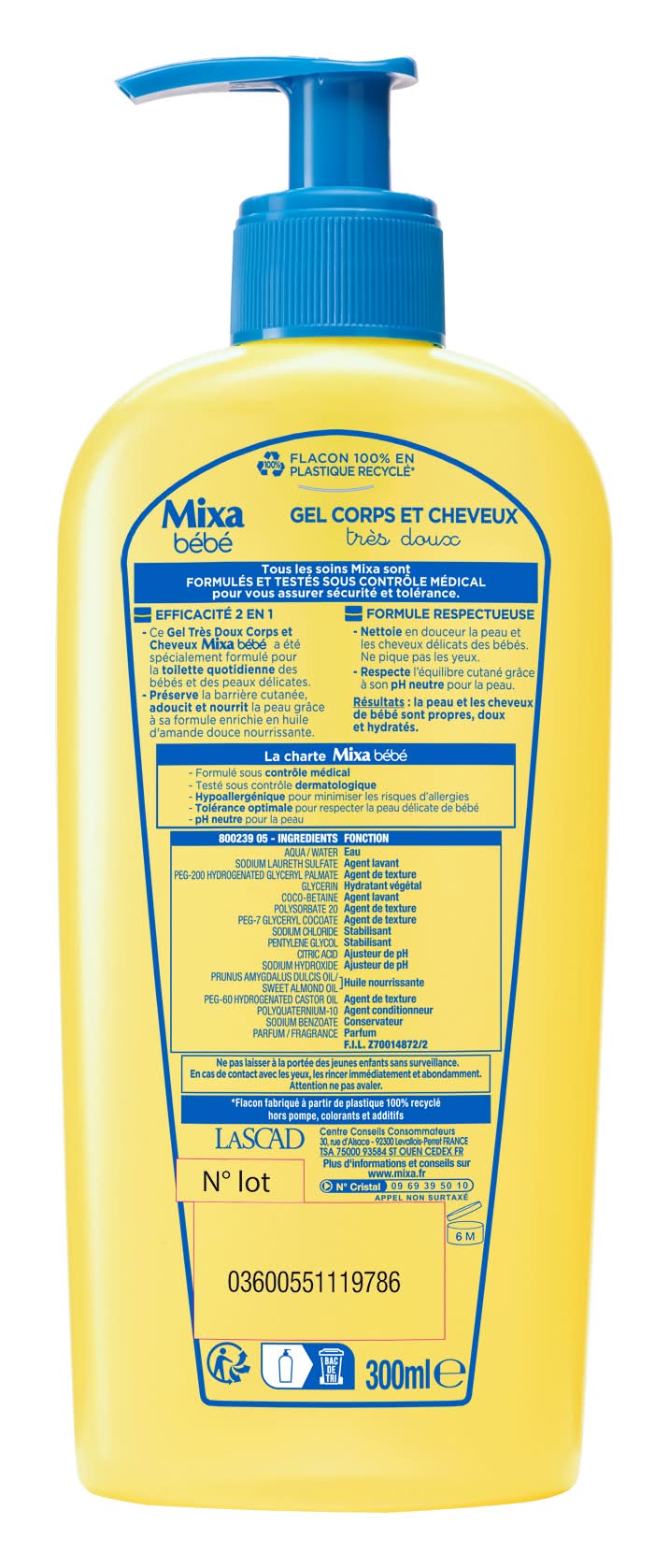 Mixa Bébé - Gel corps cheveux hyppoallergénique (300ml)