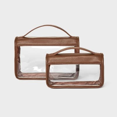 A New Day Top Handle Handbag Travel Pouch, Brown (2 ct)