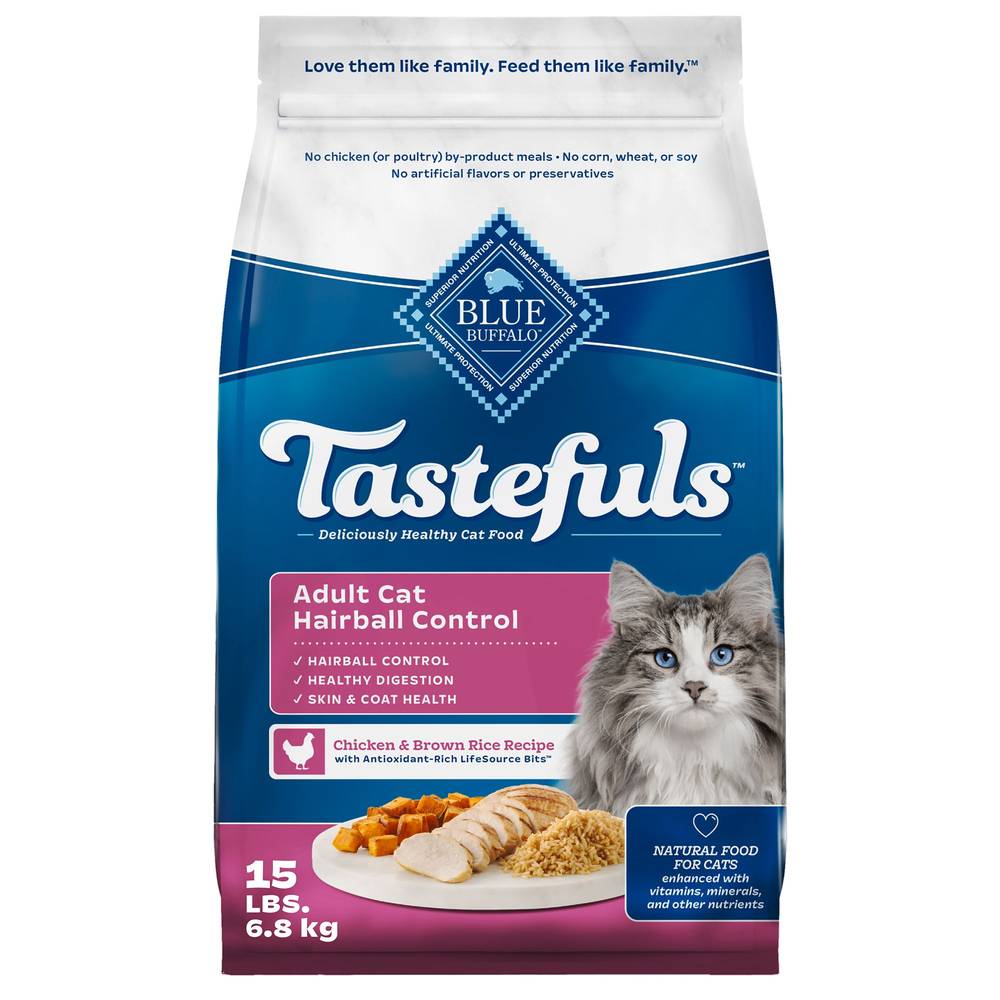 Tastefuls Hairball Control Adult Dry Cat Food, Chicken & Brown Rice (6.8 kg)