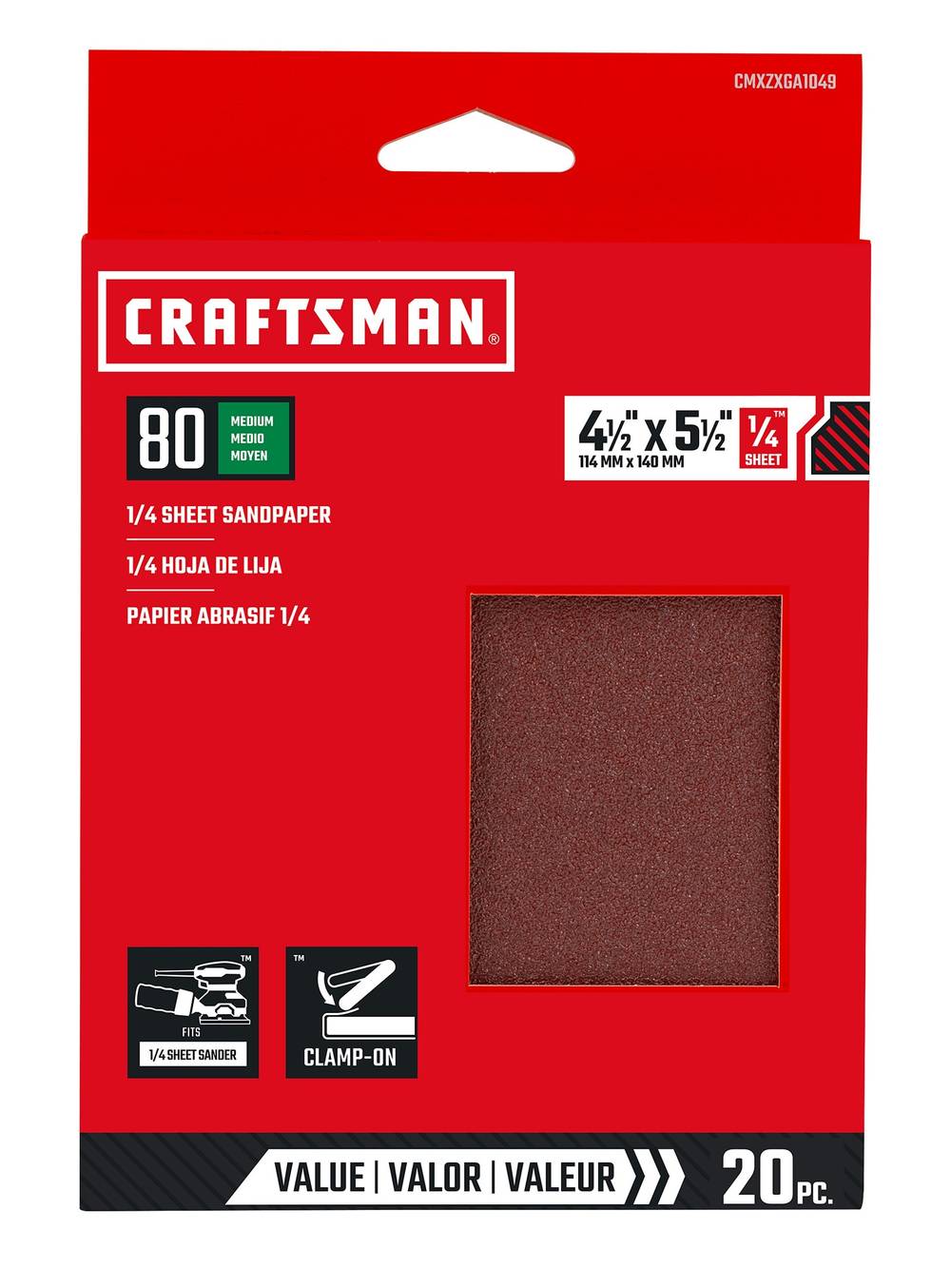 CRAFTSMAN Craftsman 20 -Piece Aluminum oxide 80 -Grit Sheet Sandpaper | 391049