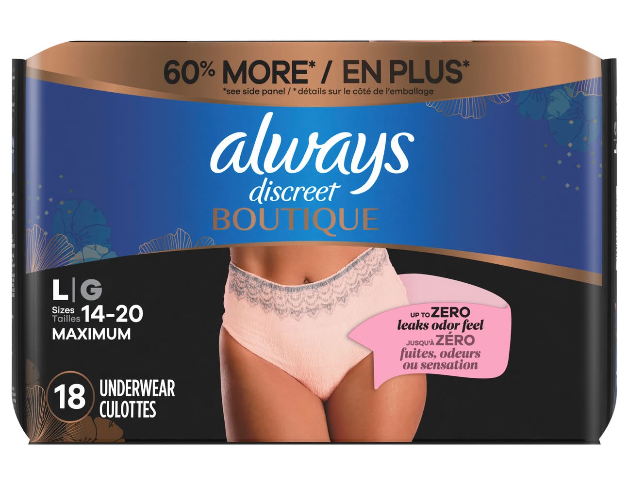 Always Rosy Boutique Incontinence & Postpartum Underwear Maximum Large