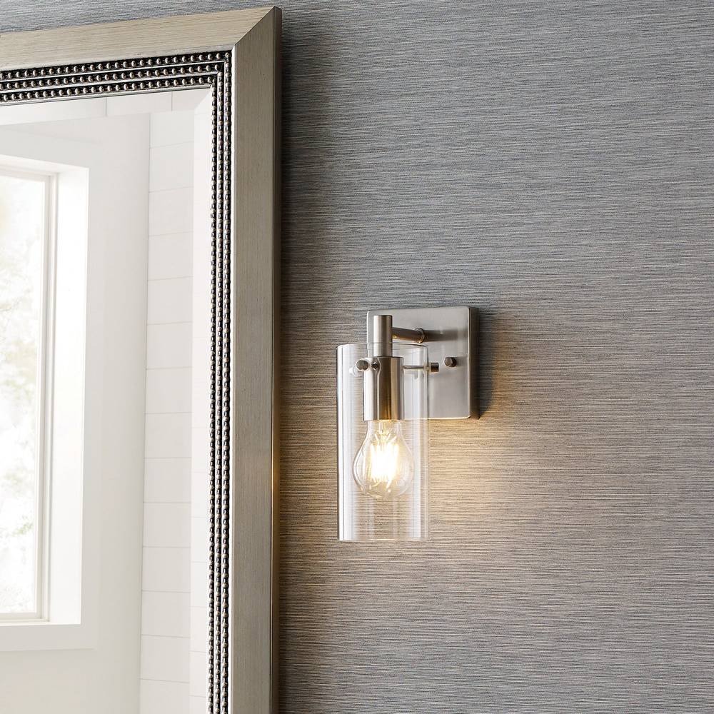 allen + roth Yuma 4.33-in 1 -Light Brushed Nickel Transitional Vanity light | T230332-W1