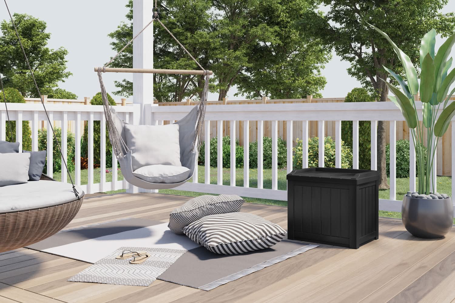 Suncast Outdoor Storage 22-Gallon Black Resin Deck Box