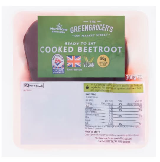 Morrisons The Greengrocer's on Market Street Cooked Beetroot (300g)