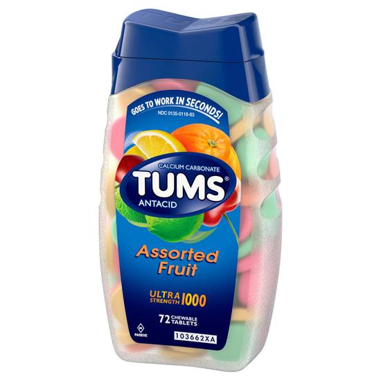 Tums Assorted Fruit Flavor Ultra Strength 1000 Antacid Chewable Tablets (72 ct)