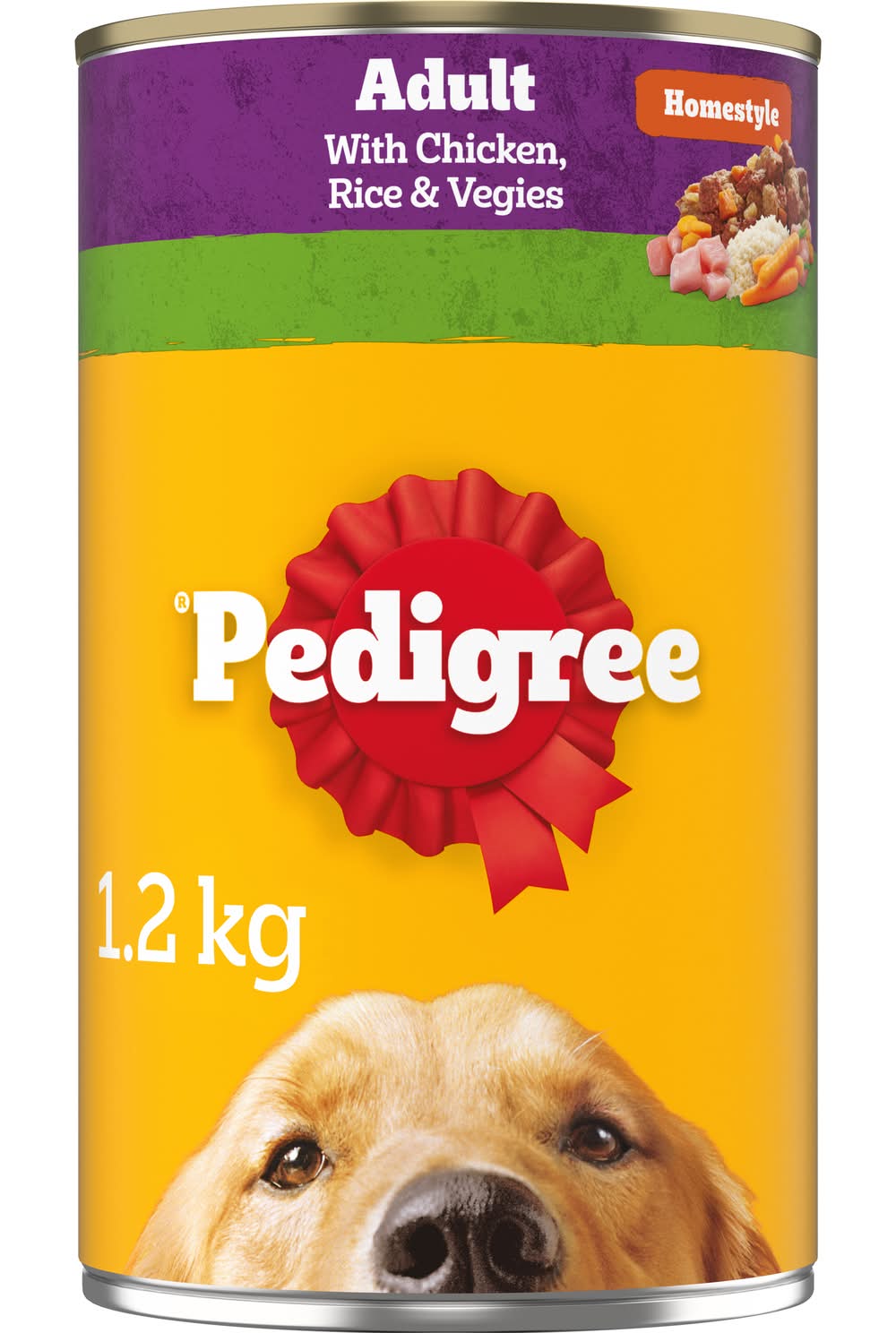 Pedigree Homestyle Canned Wet Dog Food, Chicken, Rice & Vegies, Adult (1.2kg)