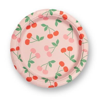 20ct 6.3" Cherry Snack Plates Pink/Red