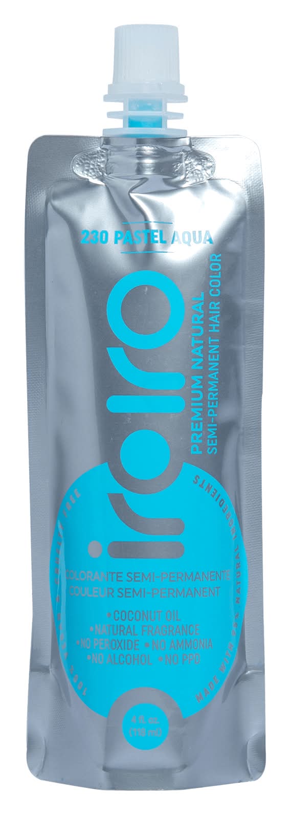 Iroiro Premium Natural Semi Permanent Hair Color, Pastel Aqua 230 (4 fl oz)