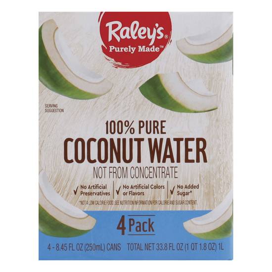 Raley's Purely Made Pure Coconut Water (4 pack, 2.11 fl oz)