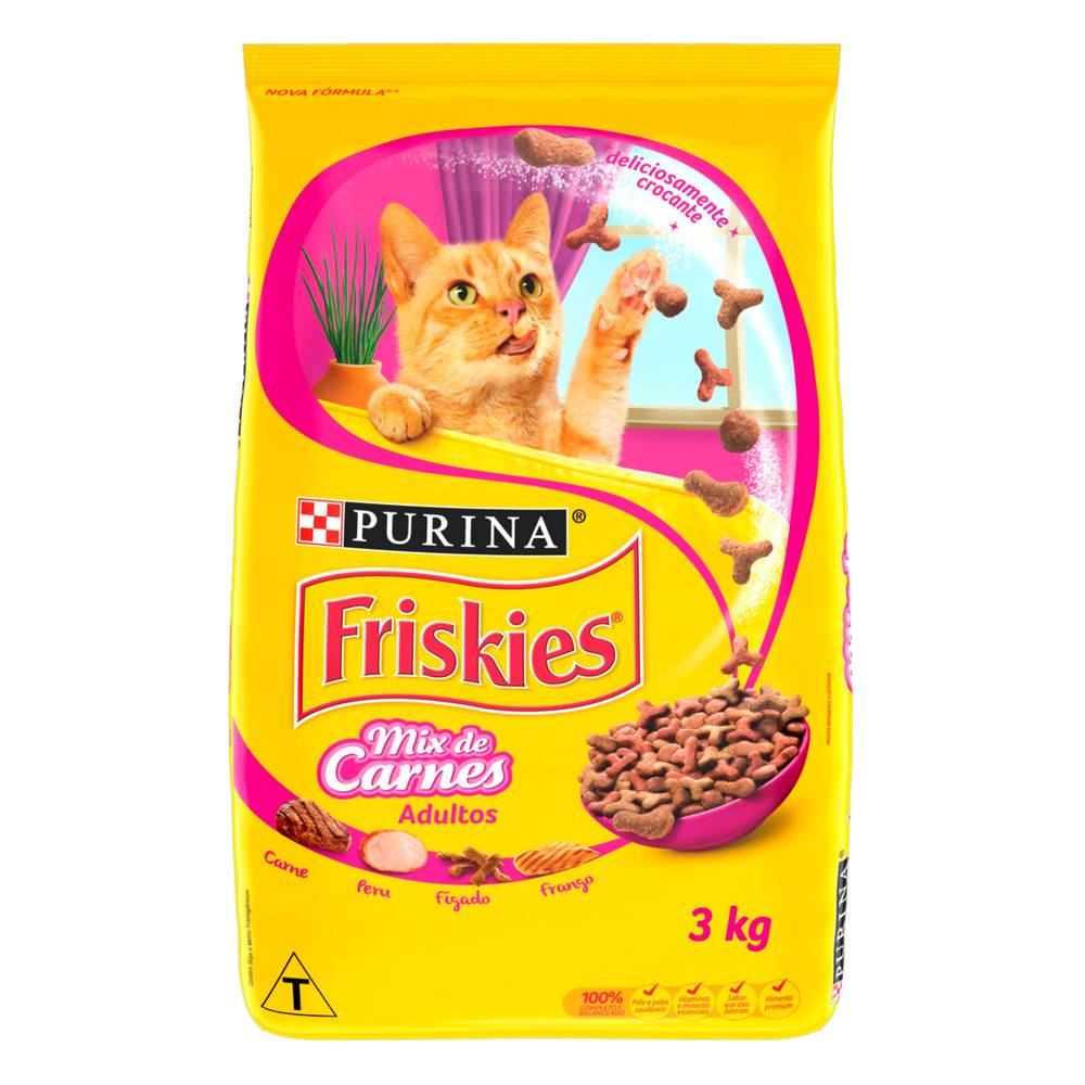 Purina ração para gatos adultos mix carnes friskies (3 kg)