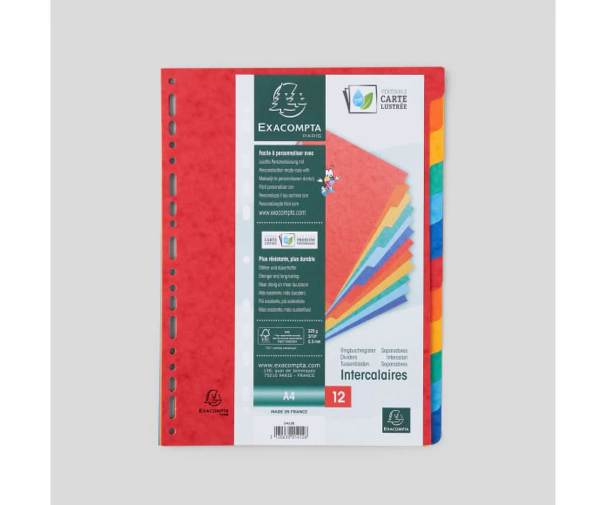 Exacompta - Intercalaires nature future, A4 , couleurs assorties (12)