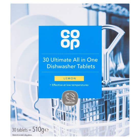 Co-op Lemon, Ultimate All in One Dishwasher Tablets (30 pack)