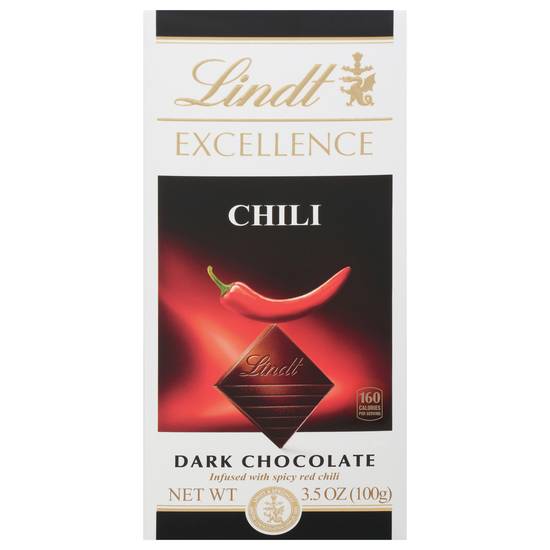 Lindt Excellence Chili Dark Chocolate Candy Bar, Dark Chocolate Infused with Spicy Red Chili, 3.5 oz