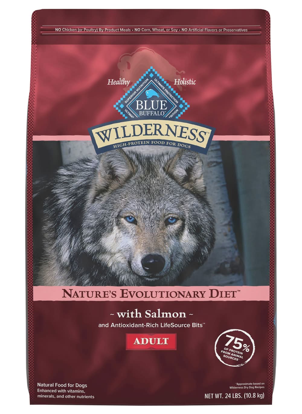 Blue Buffalo Wilderness High Protein Dog Food, Salmon, Adult (24 lbs)