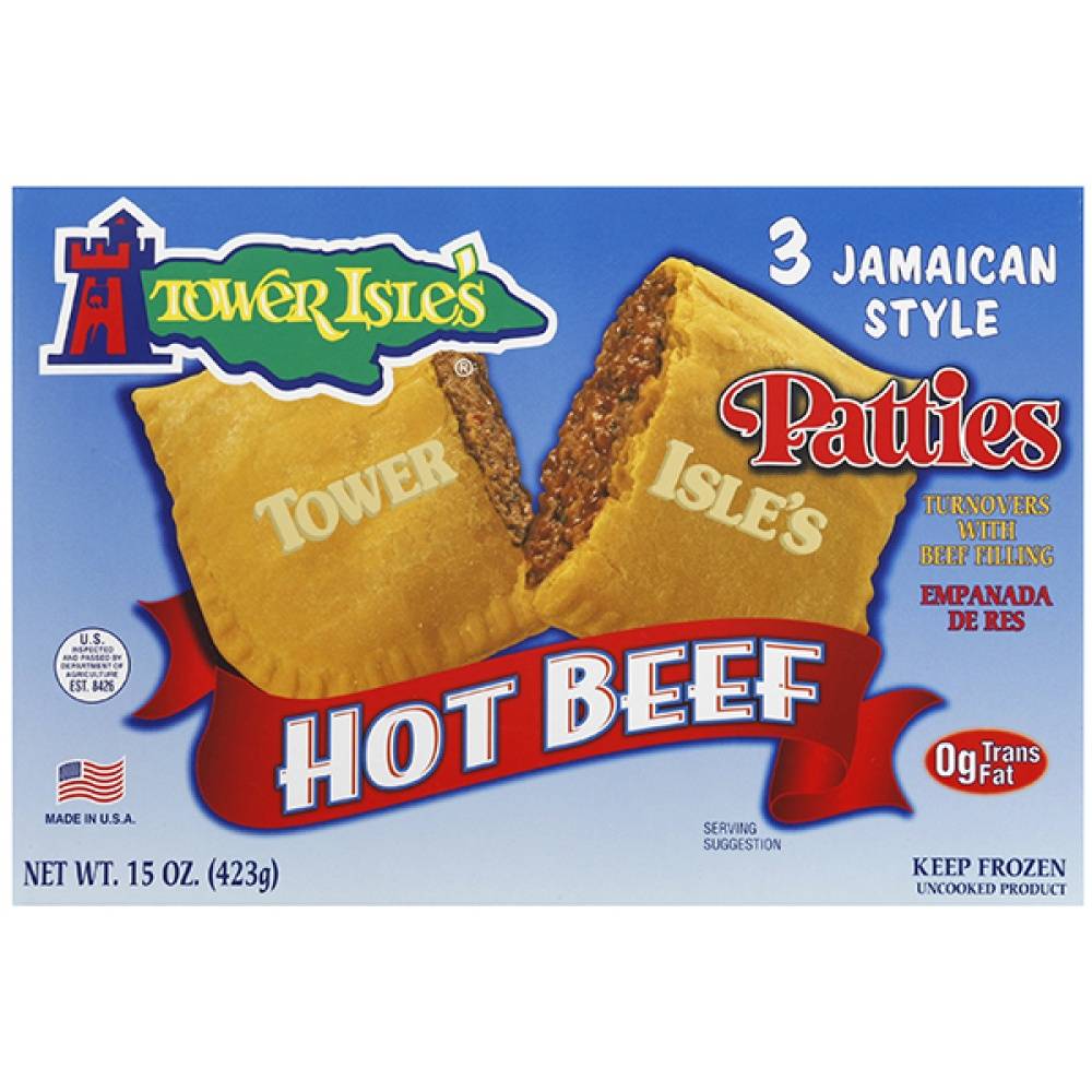 Tower Isle's Hot Beef Jamaican Style Patties (15 oz, 3 ct)