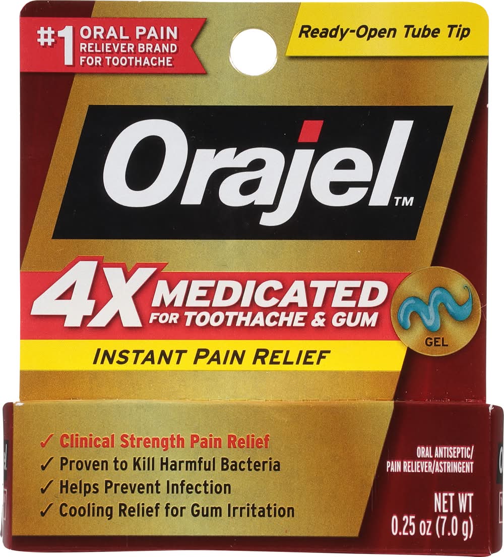 Orajel 4X Medicated For Toothache & Gum Instant Pain Relief Gel (0.25 oz)