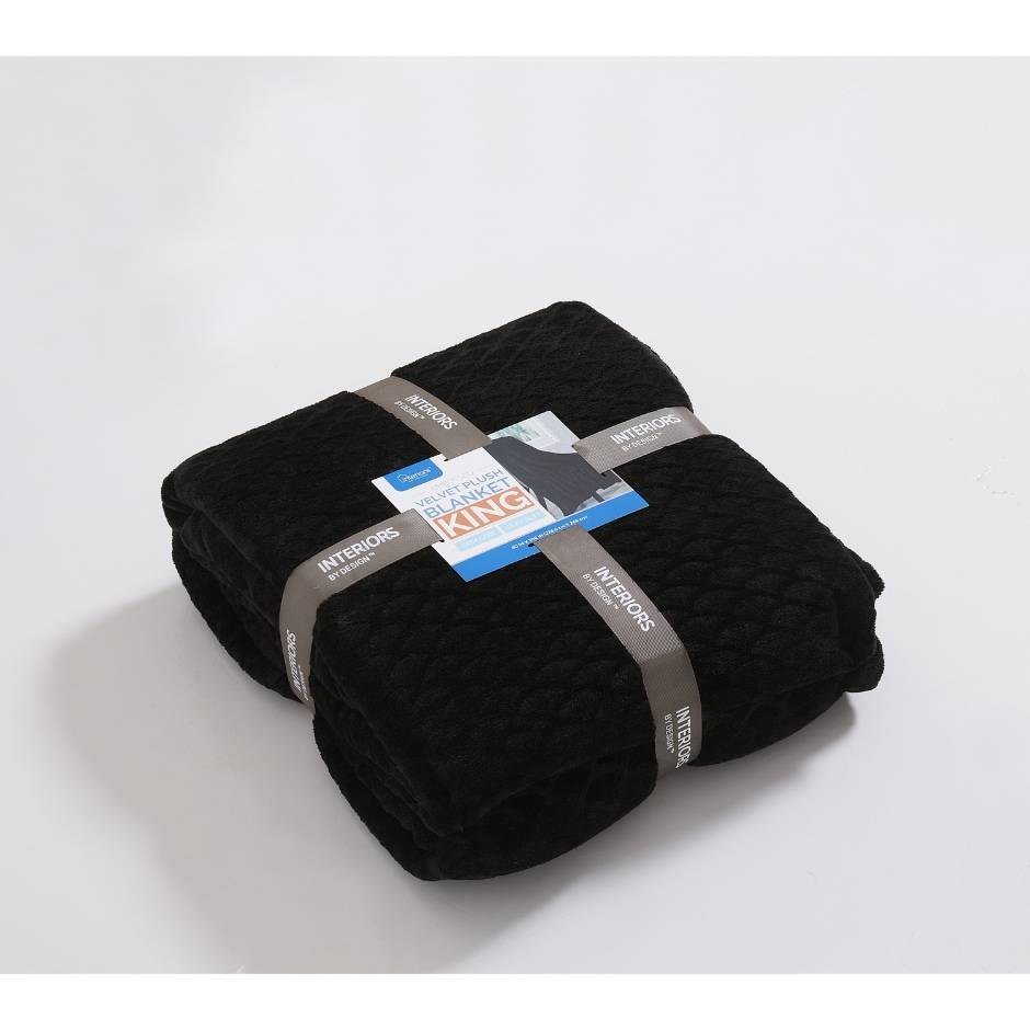 Interiors By Design King Size Embossed Velvet Plush Blankets, 8.5x7.5 ft.