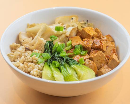 mapo tofu over brown rice