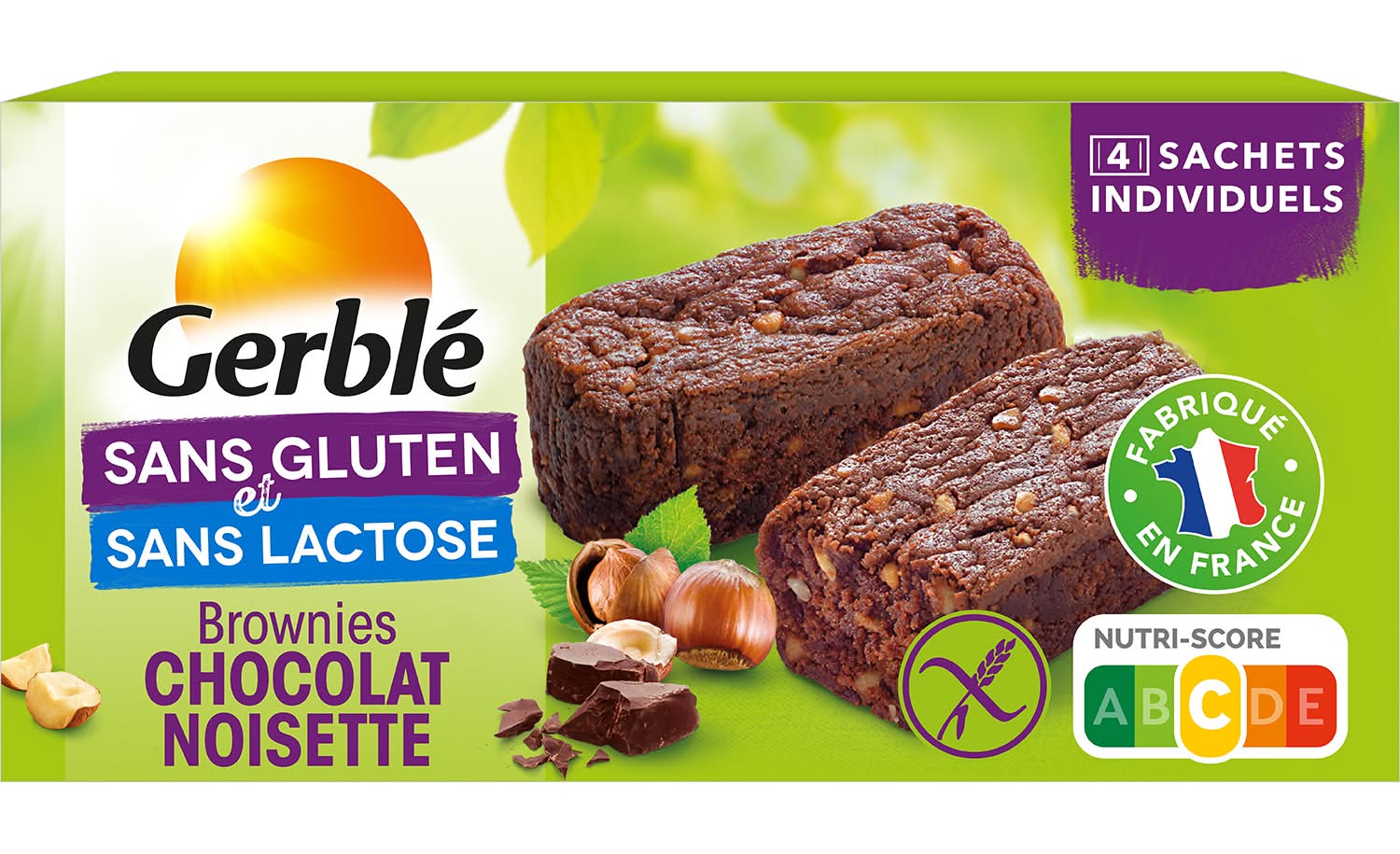 Gerblé - Brownies sans gluten sans lactose, chocolat - noisette (4)