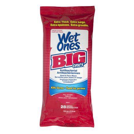 Wet Ones Big Ones Antibacterial Travel Wipes, Fresh (28 wipes)