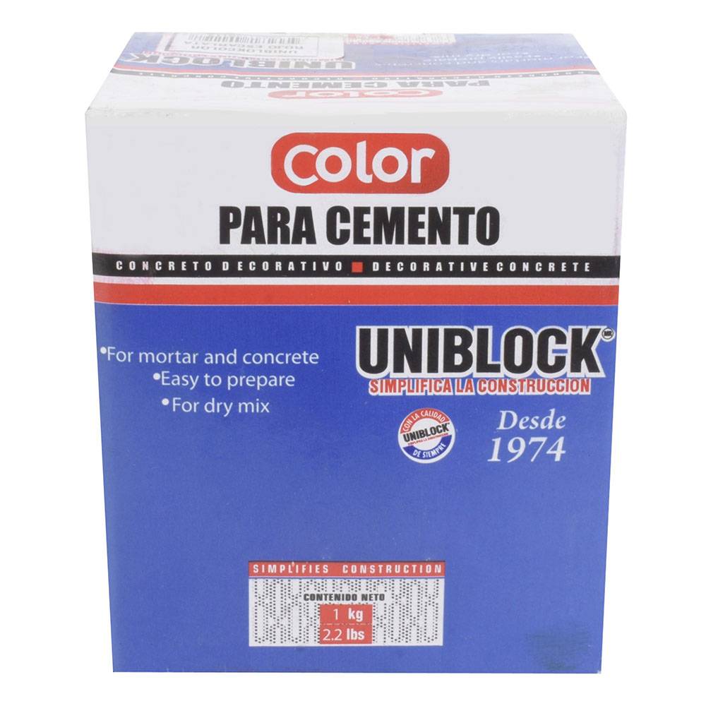 Uniblock color para cemento rojo escarlata (caja 1 kg)