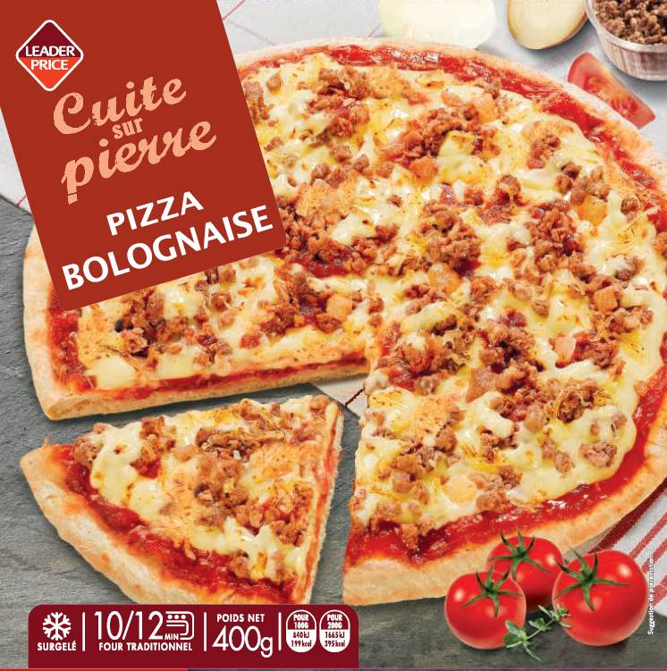 Leader Price - Pizza cuite sur pierre bolognaise