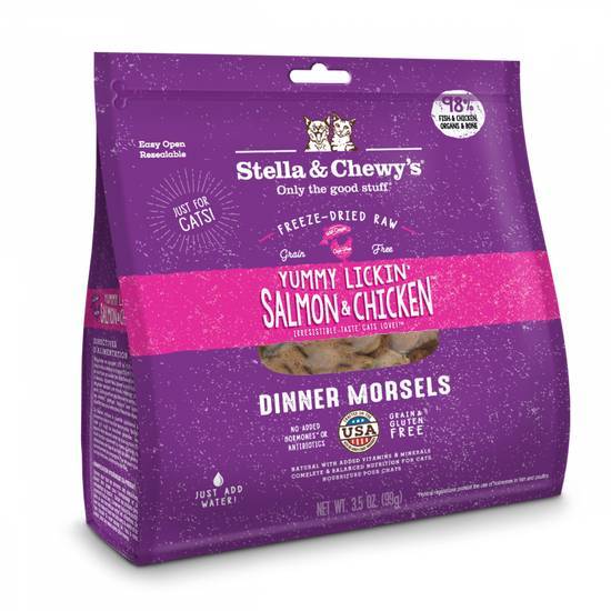 Stella & Chewy's Yummy Lickin' Salmon & Chicken Dinner Grain Free Freeze Dried Raw Cat Food (8 oz)