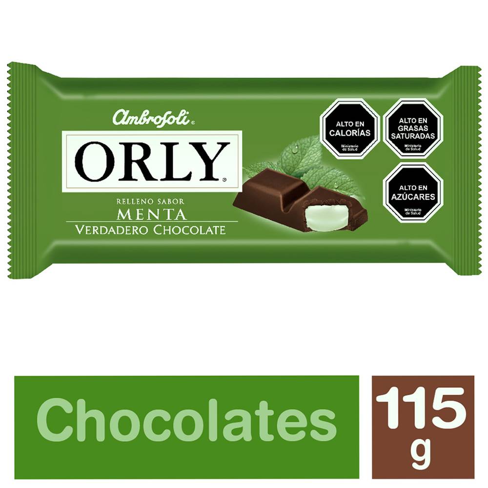 Orly chocolate relleno menta (barra 115 g)